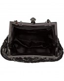 Ginny Seed Beaded Rose Evening Purse Clutch Bag