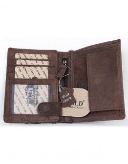 Strong Genuine Leather Wallet Without Fabric Lining With A Truck And Long Metal Chain
