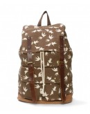 Canvas Flying Birds Rucksack Backpack - Brown