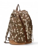 Canvas Flying Birds Rucksack Backpack - Brown
