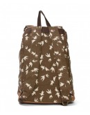 Canvas Flying Birds Rucksack Backpack - Brown