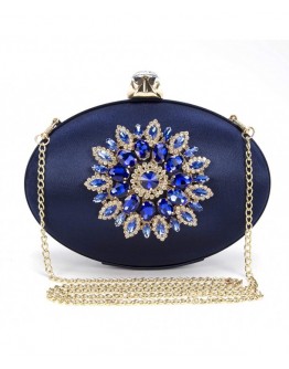 Vintage Floral Crystal Oval Large Evening Bags