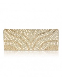 Patterned Pearl Flap-Over Dazzling Clutch Evening Bag